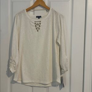Democracy Women's cream Lace-Up shirt NWT